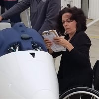 Emily Hupe goes through her pre-flight checklist.