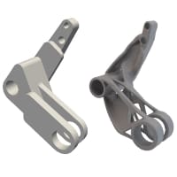 A CAD (computer aided design) model (left) can be optimized (right) to reduce weight while still meeting strength design criteria.