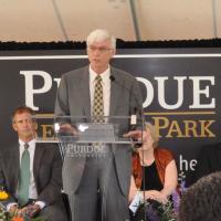 Gary Bertoline speaks at the groundbreaking
