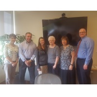 Julie Phillips, associate professor of organizational leadership; Phil Waclawik, Purdue Polytechnic director of development; Whitney Ramer, student services coordinator; Sandy Oliverio; Anji McKinney, student services coordinator; and Joe Fuehne, director of Purdue Polytechnic Columbus.