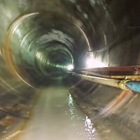 Example of a new tunnel in the DigIndy network, currently holding approximately six inches of water