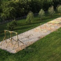 The ROTC program's obstacle course, not yet dedicated, pictured in the weeks preceding the ceremony. (Drone shot provided by the Purdue For Life Foundation)