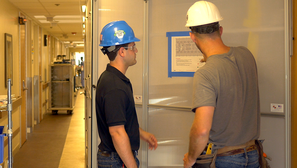 Alex Lande, left, gains experience in a hospital setting. 