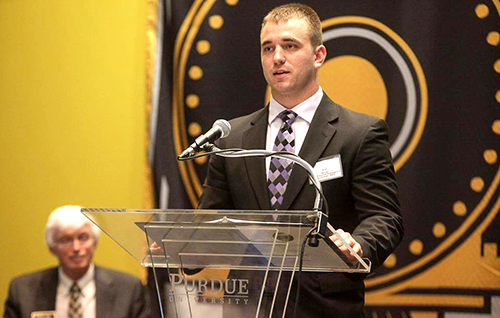 Kyle Secrist speaks at the 2015 Distinguished Technology Alumni Awards banquet.