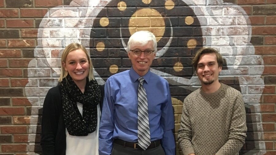 Gary Bertoline (center) with 2017-18 scholarship recipients Colleen Denunzio and Matthew Winger