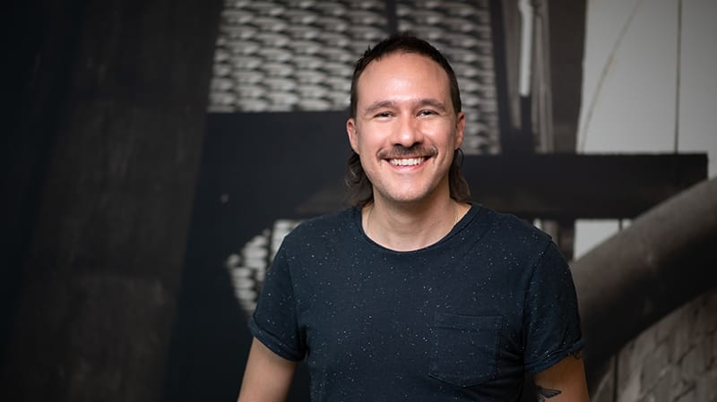 Esteban García Bravo, recipient of the 2021 Murphy Award and associate professor of computer graphics technology. (Purdue University Photo/John Underwood)
