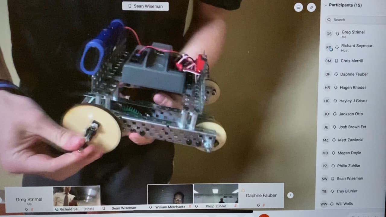 Students working on TEECA's Transportation Challenge work on their Vex Robotics project