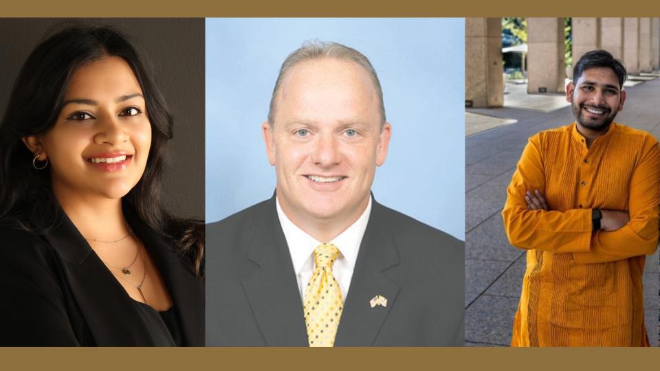 PTAB's 2023 executives. From left to right: Kirti Chintalapudi (VP), Michael Johnston (president), Ram Ramisetti (secretary)
