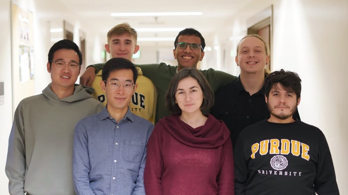 Front row, left to right: Damin Zhang (in grey sweatshirt), Yifei Hu, Julia Rayz, and Rey (Alex) Gonzalez. Back row: Jacob Zietek, Jinen Setpal, and Jack Lambert (Photo provided)