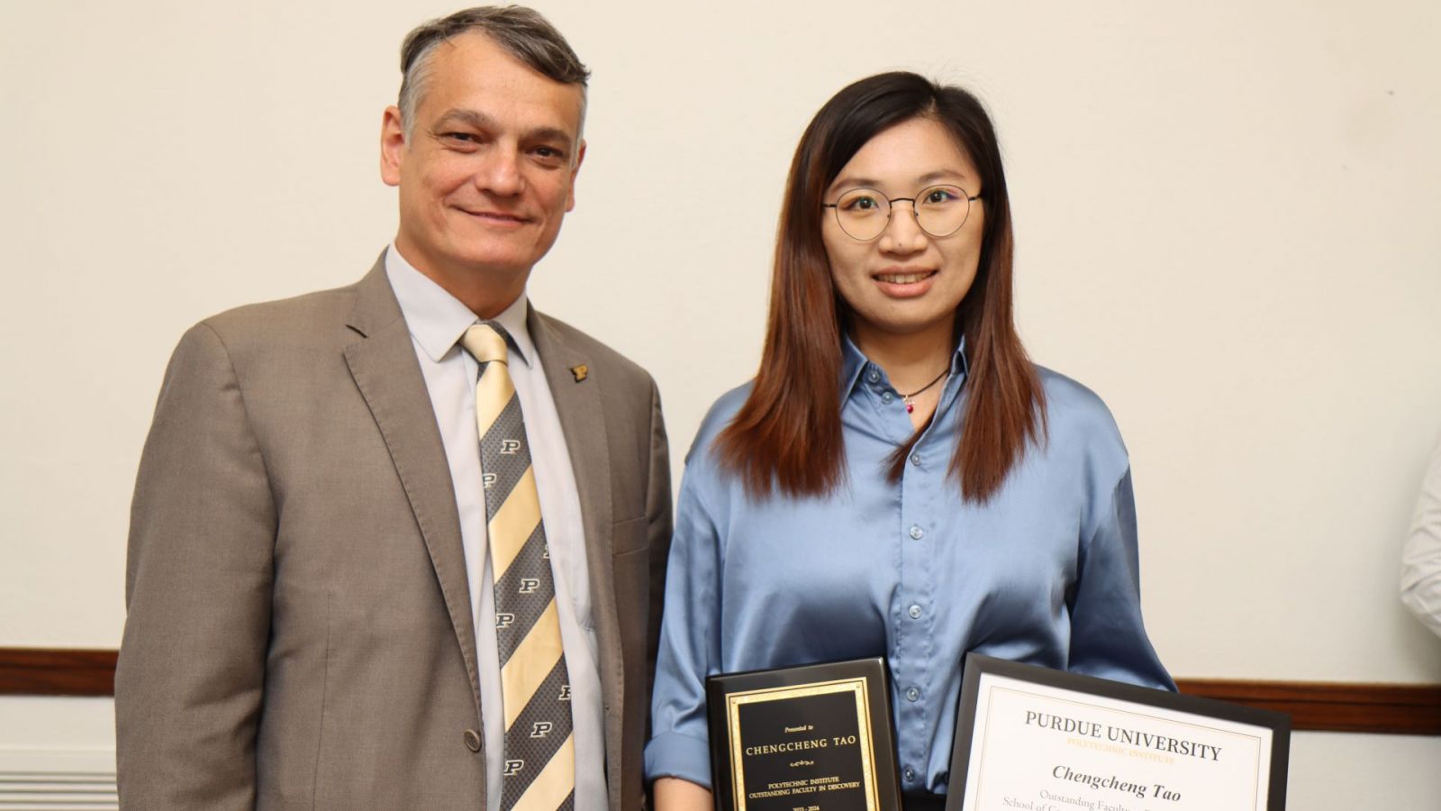 Dean Castro and Chengcheng Tao. (Purdue University photo/John O'Malley)