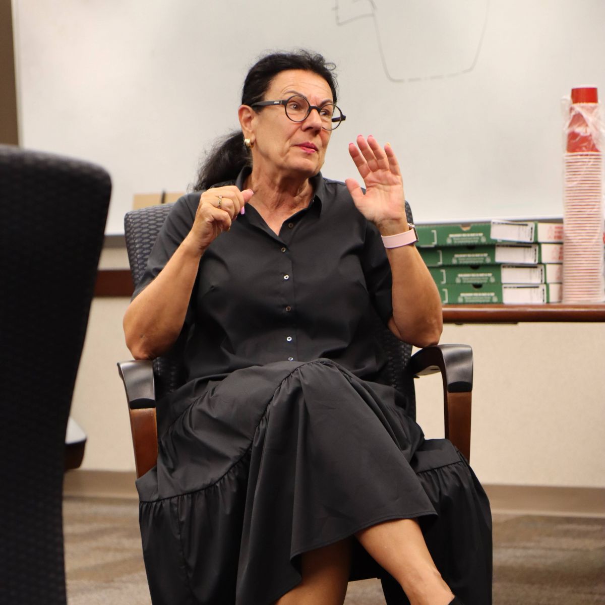 Hummel addressed student questions and discussed cultural differences between German and American industries during her visit.