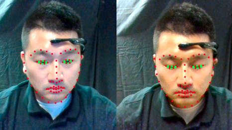 Wonse Jo, a co-first author on the Husformer paper, demonstrates the eye-blink technology utilized by the system. (Photo provided/SMART Lab)