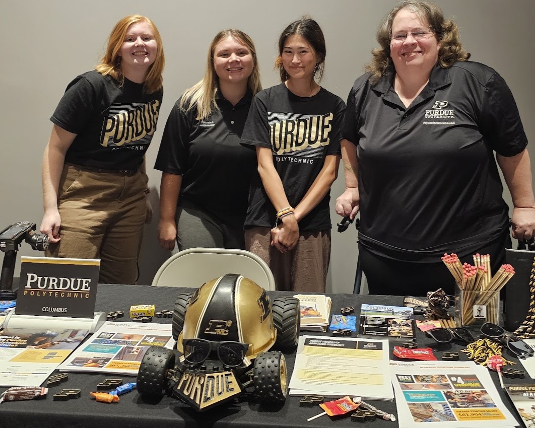 Casner (right) often works with students and Recruitment specialists within Purdue Polytechnic to make the best possible showing for the Columbus community. (Photo provided)