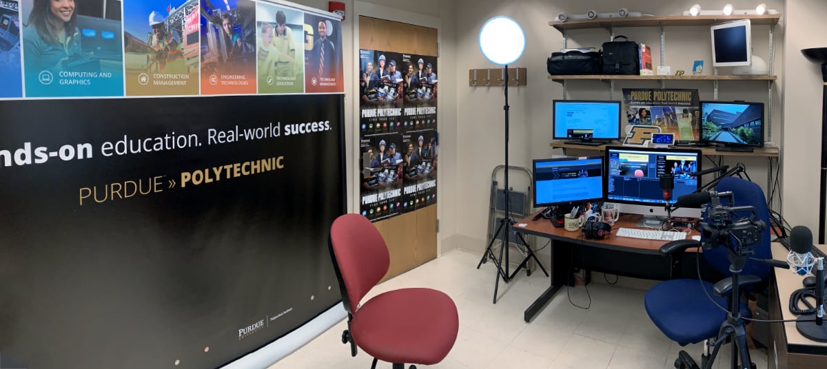 Behind the scenes in our podcast studio