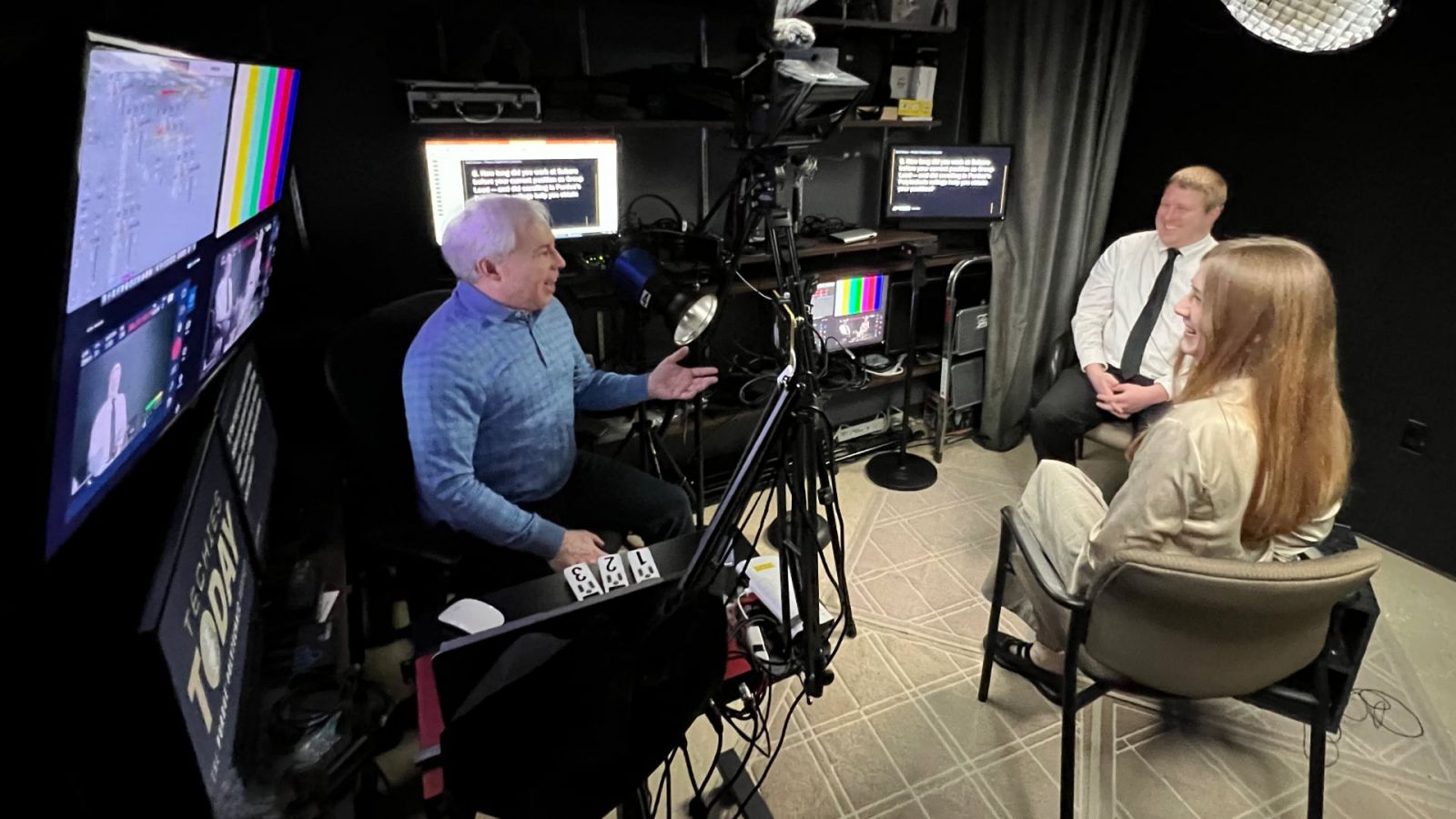 Behind the scenes in our podcast studio